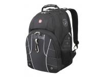 Рюкзак WENGER, 15”, чёрный/серебристый, полиэстер 900D/600D/искуственная кожа, 34x18x47 см, 29 л
