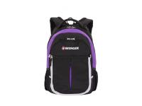 Рюкзак WENGER, чёрный/фиолетовый/серебристый, полиэстер 600D, 32х15х45 см, 22 л