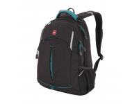 Рюкзак SWISSGEAR, черный/бирюзовый, фьюжн/2 мм рипстоп, 32x15x46 см, 22 л