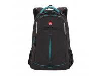 Рюкзак SWISSGEAR, черный/бирюзовый, фьюжн/2 мм рипстоп, 32x15x46 см, 22 л
