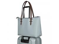 Сумка VICTORINOX Victoria Deluxe Business Tote, серо-синяя, нейлон/кожа, 47x15x31 см, 16 л