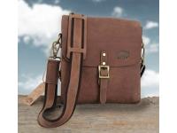 Сумка KLONDIKE «Brad», винтажная кожа в коричневом цвете, 25 х 28 х 7 см