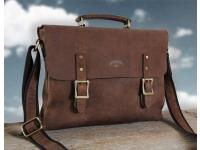 Сумка KLONDIKE «Bill», натуральная кожа в коричневом цвете, 40 х 32 х 7 см