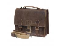Портфель KLONDIKE Native, натуральная кожа в коричневом цвете, 38 х 14 х 33 см