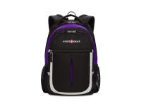 Рюкзак SWISSGEAR, чёрный/фиолетовый/серебристый, полиэстер 600D, 32х15х45 см, 22 л