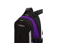 Рюкзак SWISSGEAR, чёрный/фиолетовый/серебристый, полиэстер 600D, 32х15х45 см, 22 л