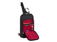 Рюкзак SWISSGEAR с одним плечевым ремнем, черный/красный, полиэстер рип-стоп, 18 x 5 x 33 см, 4 л